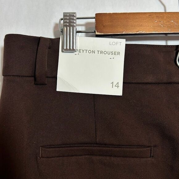 NWT Loft Peyton Trouser Pants 14 Brown Wide Leg High Rise Pleats Career NEW - Picture 6 of 8
